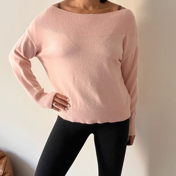 Anthropologie MOTH Off the Shoulder Boat Neck Light Pink Sweater Size XS - Picture 10 of 16